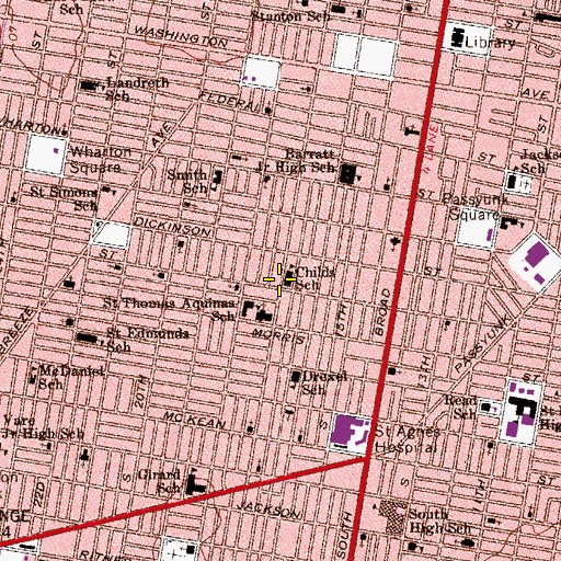Topographic Map of Childrens School, PA