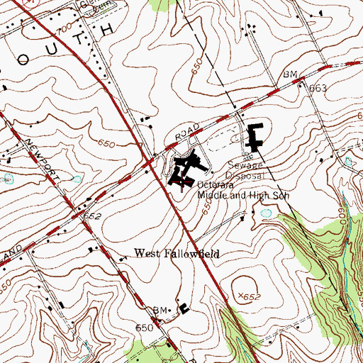Topographic Map of Octorara Middle and High School, PA