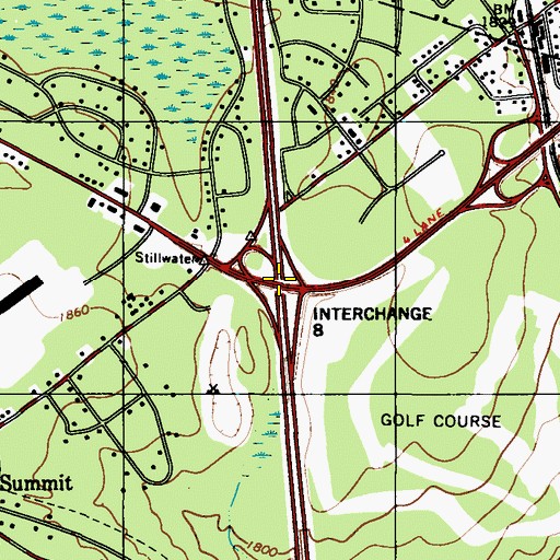 Topographic Map of Interchange 8, PA