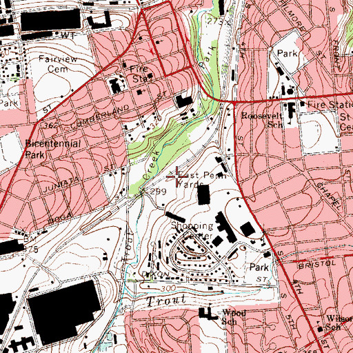 Topographic Map of East Penn Yards, PA