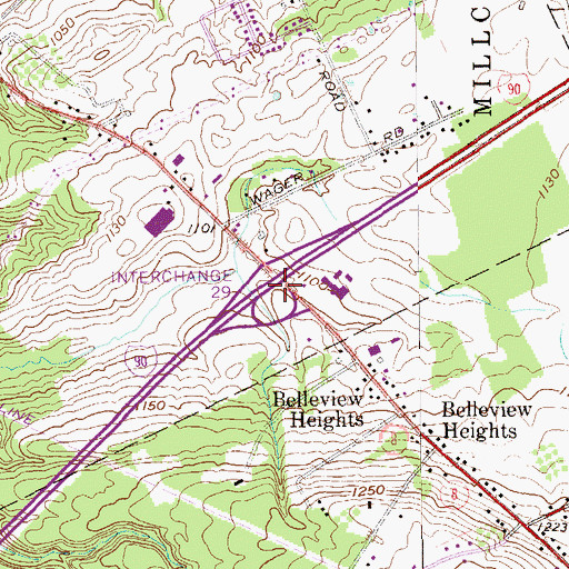 Topographic Map of Interchange 29, PA
