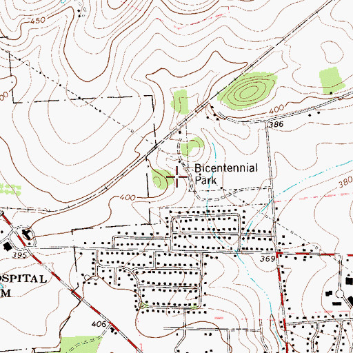 Topographic Map of Bicentennial Park, PA