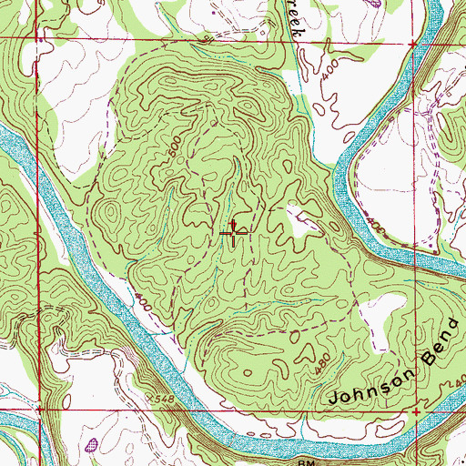 Topographic Map of Johnson Bend, AL
