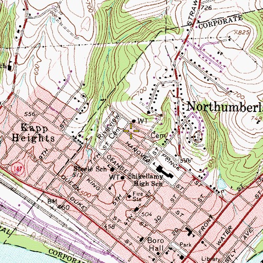 Topographic Map of Riverview Cemetery, PA