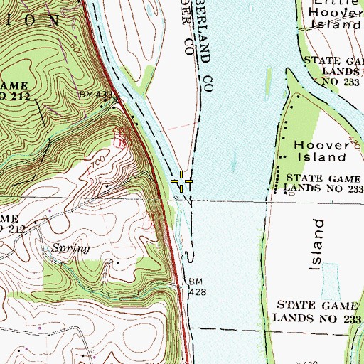 Topographic Map of Penns Creek, PA