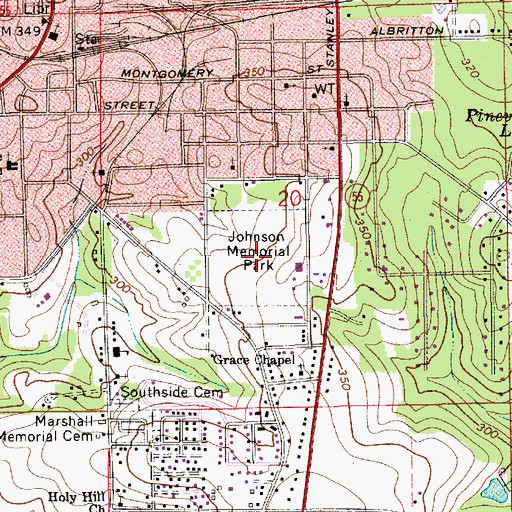 Topographic Map of Johnson Memorial Park, AL