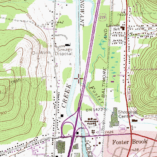Topographic Map of Foster Brook, PA