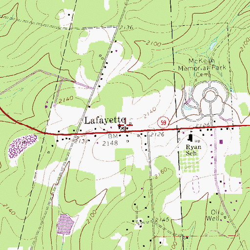 Topographic Map of Lafayette, PA