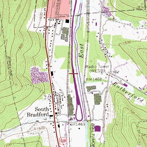Topographic Map of Rutherford Run, PA