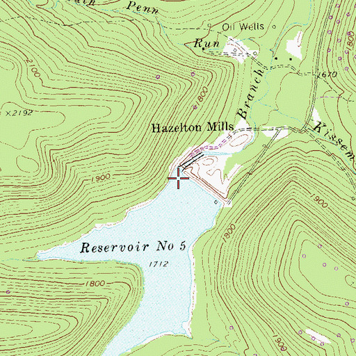 Topographic Map of Bradford City Number Five Dam, PA