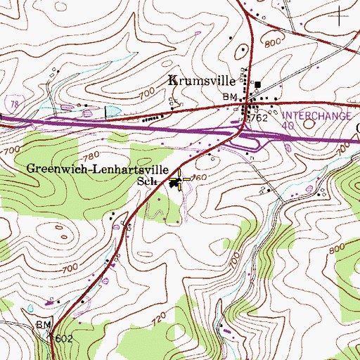 Topographic Map of Greenwich-Lenhartsville Elementary School, PA