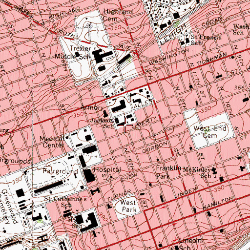 Topographic Map of Jackson Elementary School, PA
