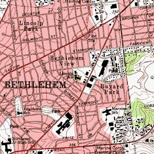 Topographic Map of Lincoln Elementary School, PA