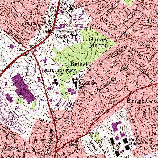 Topographic Map of John McMillian Elementary School, PA