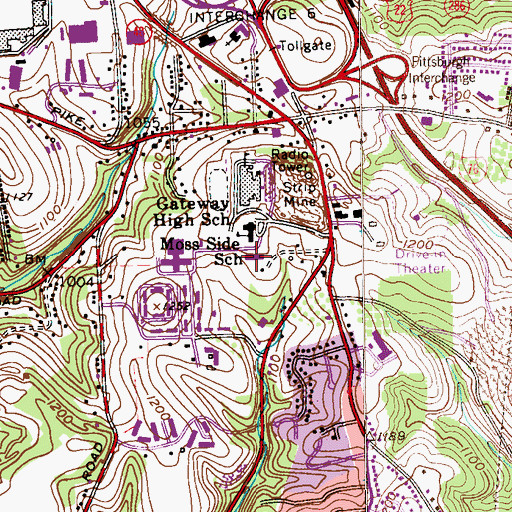 Topographic Map of Gateway Upper Elementary School, PA