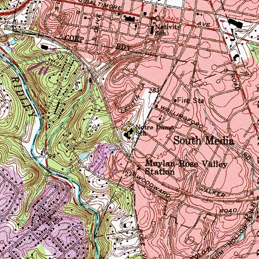 Topographic Map of Pennsylvania Institute of Technology, PA