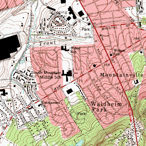 Topographic Map of South Mountain Middle School, PA