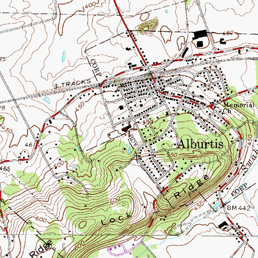 Topographic Map of Alburtis Elementary School, PA