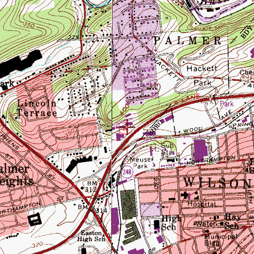 Topographic Map of Twenty-fifth Street Shopping Center, PA