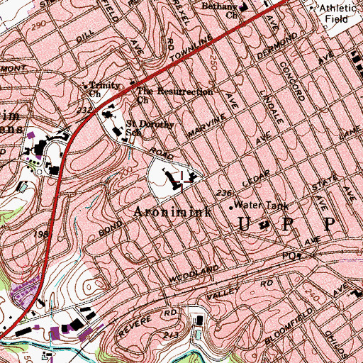 Topographic Map of Aronimink Elementary School, PA