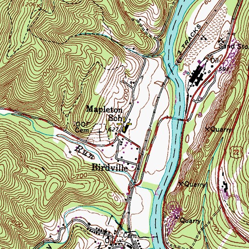 Topographic Map of Mapleton-Union Elementary School, PA