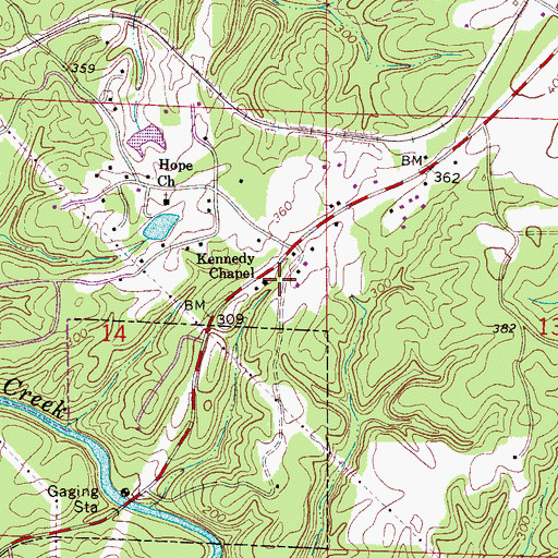 Topographic Map of Kennedy Chapel, AL