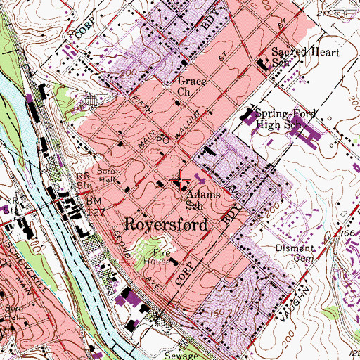 Topographic Map of Royersford Elementary School, PA