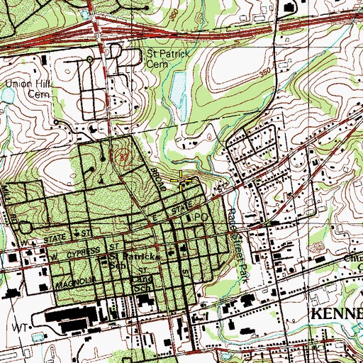 Topographic Map of New Garden Memorial United American Methodist Episcopal Church, PA