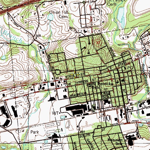Topographic Map of First Baptist Church, PA