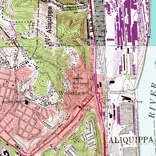 Topographic Map of Hopewell School, PA
