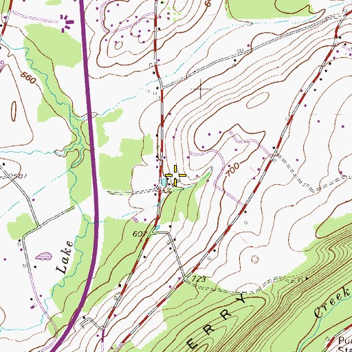 Topographic Map of Bull Run School, PA