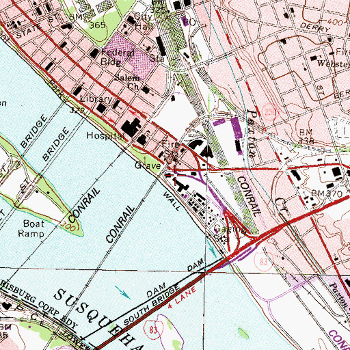 Topographic Map of John Harris Mansion, PA