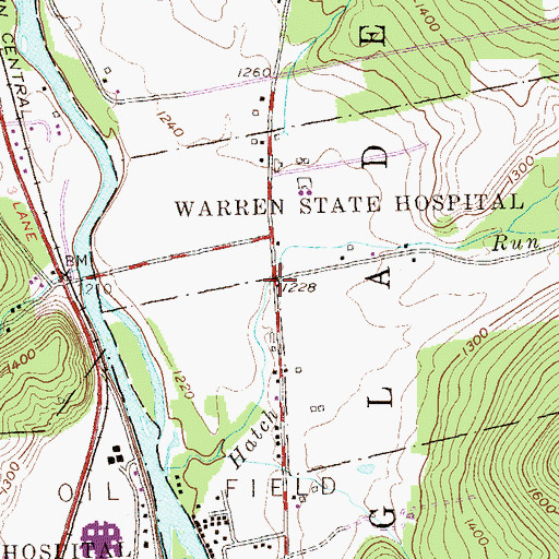 Topographic Map of Hatch Corners, PA