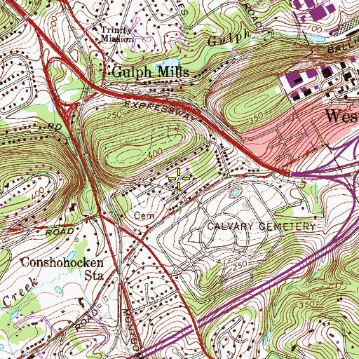 Topographic Map of Rebel Hill, PA