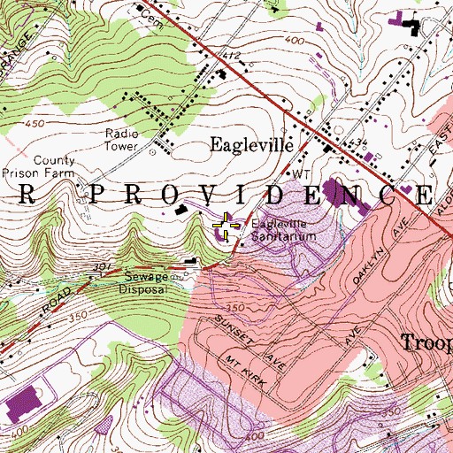 Topographic Map of Eagleville Hospital Rehabilitation Center, PA