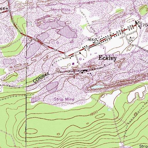 Topographic Map of Eckley Station, PA