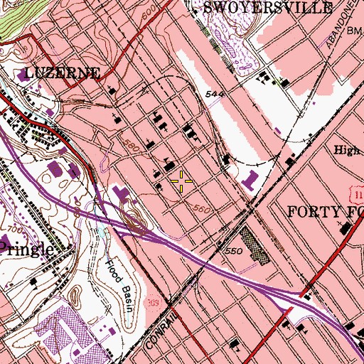 Topographic Map of Maltby Colliery Station, PA