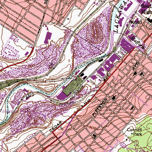 Topographic Map of South Side Bridge, PA