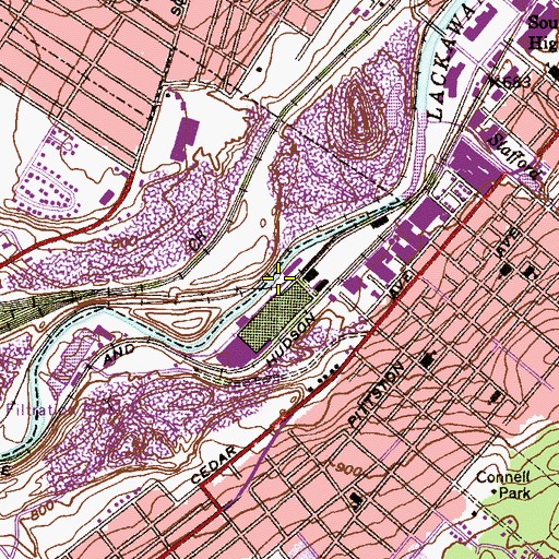 Topographic Map of South Side Bridge, PA