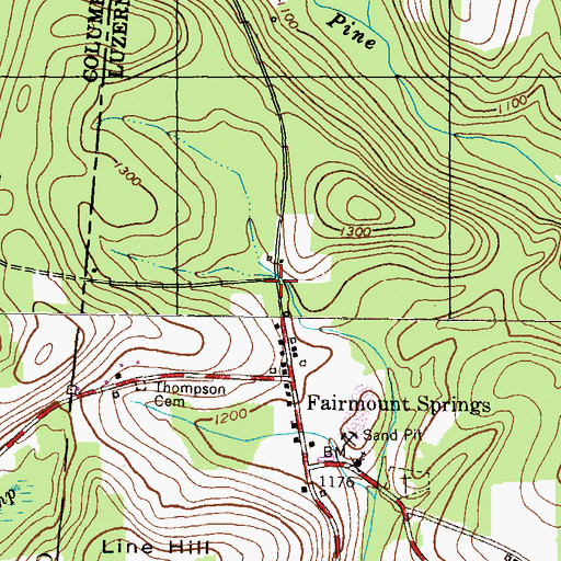 Topographic Map of Fairmount Springs, PA