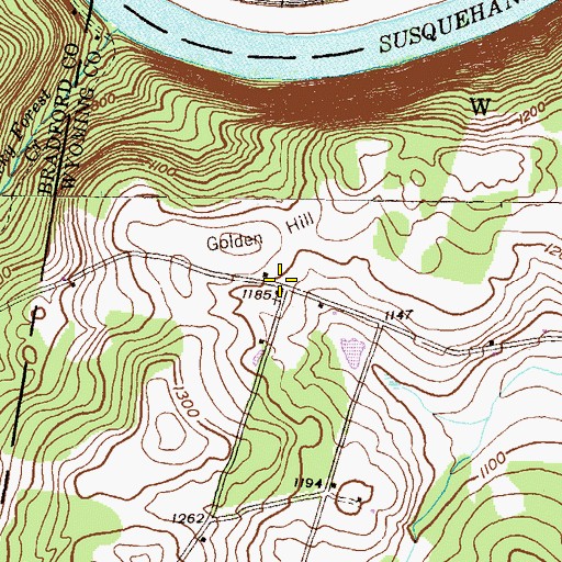 Topographic Map of Golden Hill, PA