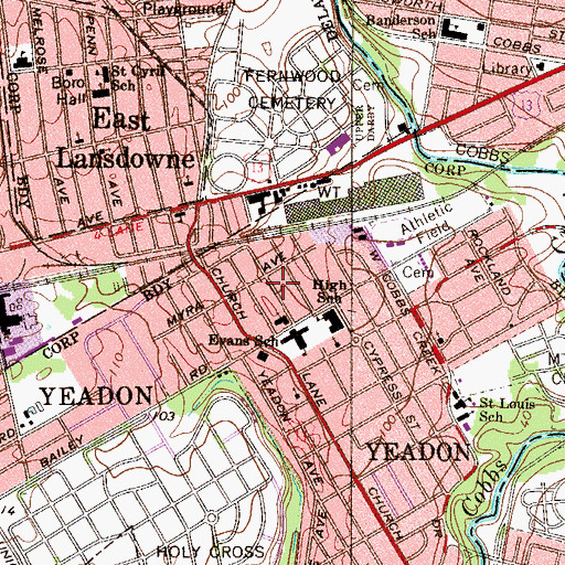 Topographic Map of Fernwood, PA