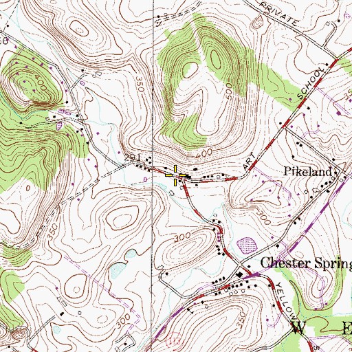 Topographic Map of Historic Yellow Springs, PA
