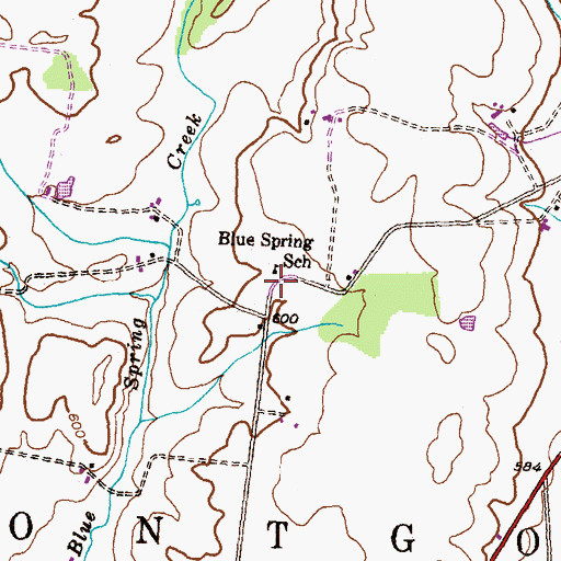 Topographic Map of Blue Spring, PA
