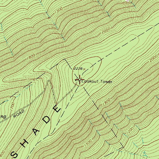 Topographic Map of Shade Mountain Fire Tower, PA