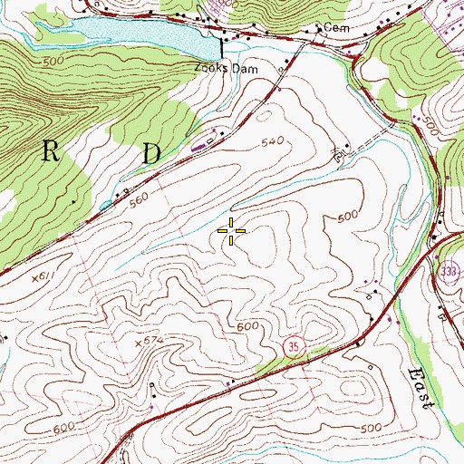 Topographic Map of Zooks Dam, PA