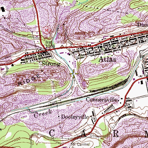 Topographic Map of Atlas Colliery Station, PA