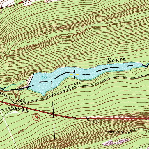 Topographic Map of Shamokin Reservoir, PA