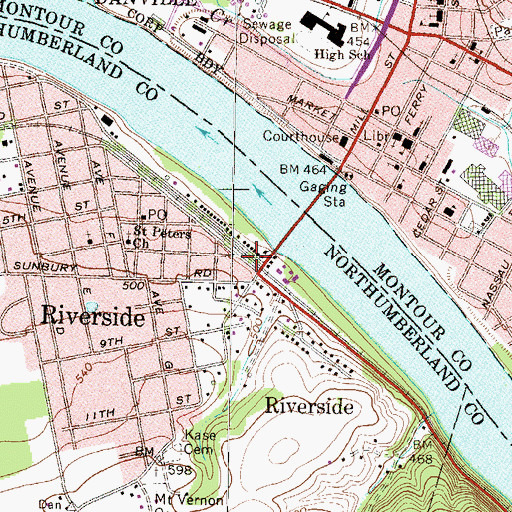 Topographic Map of South Danville Station, PA