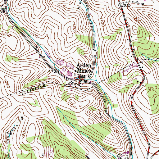 Topographic Map of Arden Mines, PA